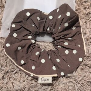 Gisou Brown Polka Dot Hair Scrunchie